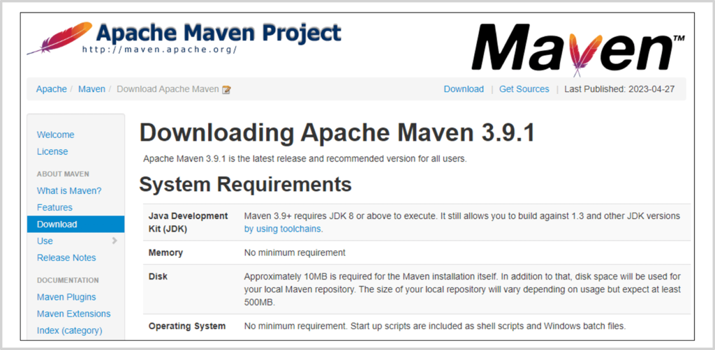 Apache Mavenのダウンロード方法01