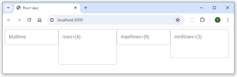 TextFieldコンポーネントの属性 (multiline属性・rows属性・maxRows属性・minRows属性)