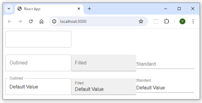 TextFieldコンポーネントの属性 (variant属性)