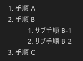Markdown記法 (番号付きリスト)
