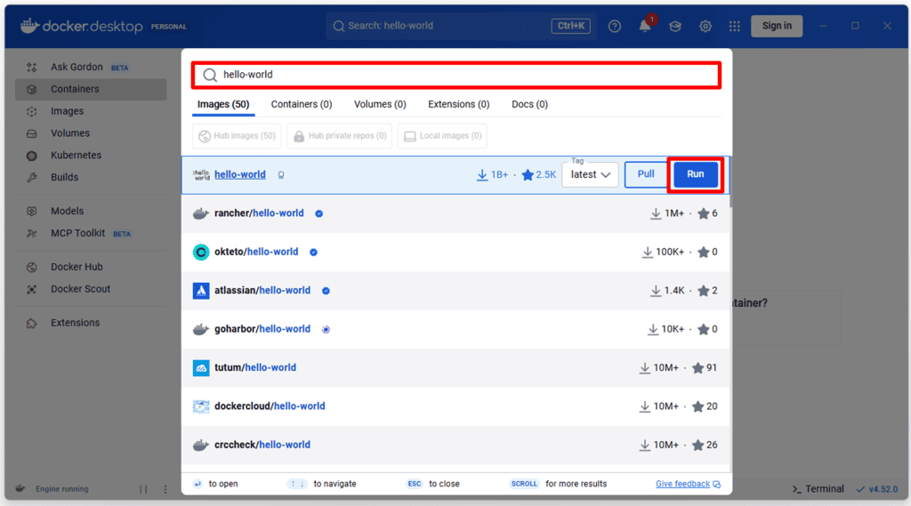 Docker Desktopの動作確認(hello-worldを動かす)02